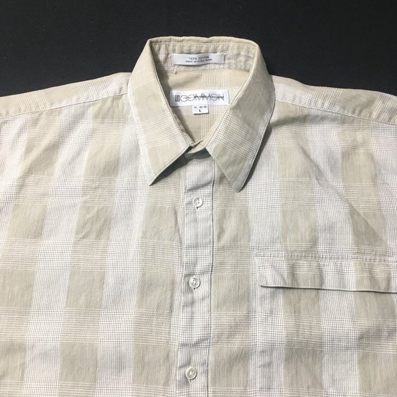 Common Threads Mens stripe Check Long Sleeve Shirt Outdoors large beige - Picture 2 of 7